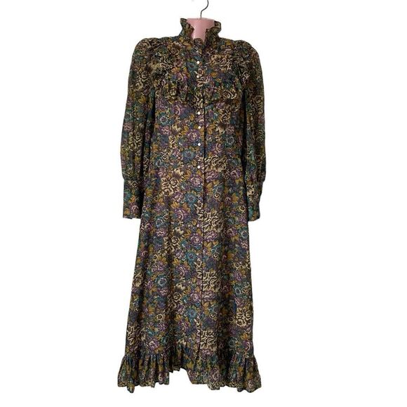 The Cottager for Junior Petites Dresses & Skirts - Vintage 70s Dress Women's Medium Jr Petite Floral Cottage Core Prairie Ruffles